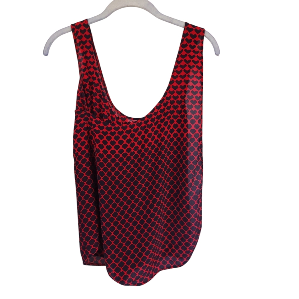 Club Monaco Silk Beaded Heart Tank Top M Red Black Date Night Romantic - Picture 8 of 11